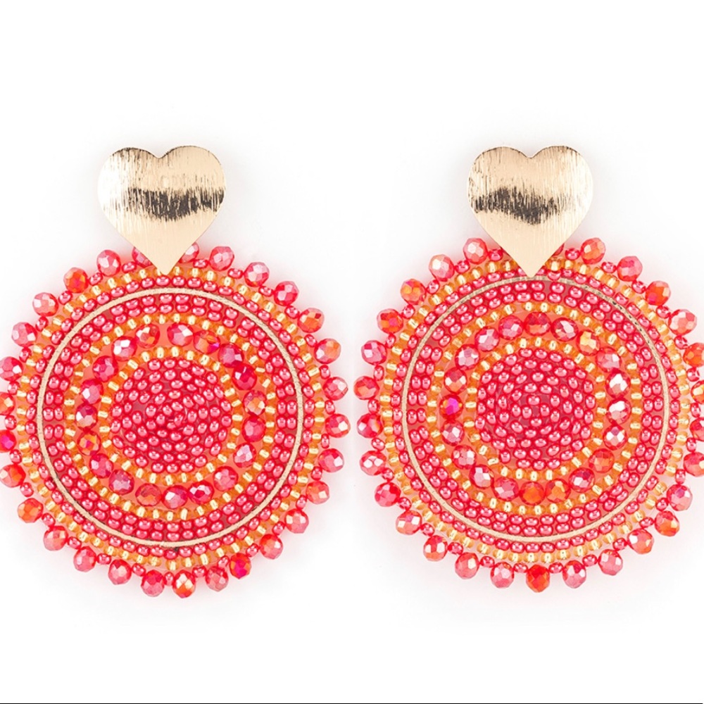 Handwoven beaded dangle earrings NWT